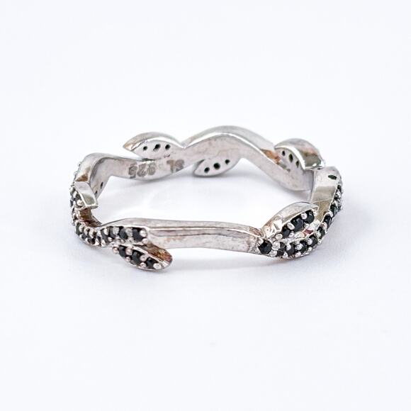 *As Is Missing a Stone* Sterling Silver Black Tourmaline Vine Band Ring Size 10 - Picture 5 of 10